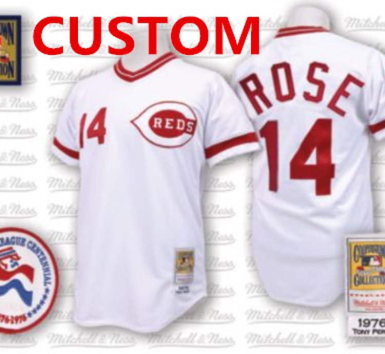 Custom Cincinnati Reds 1976 White Throwback Jersey