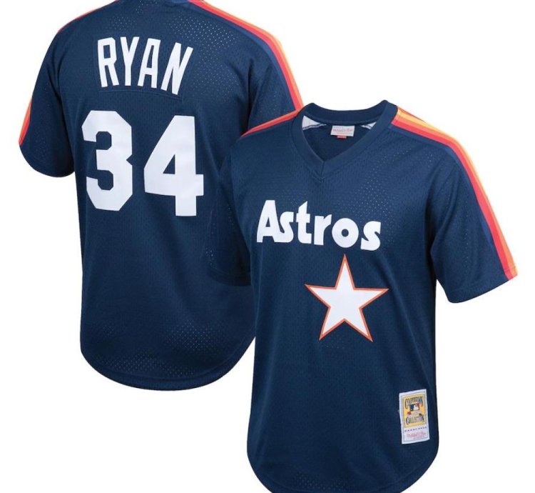 Houston Astros Nolan Ryan Navy 1988 Throwback Mesh Pullover Jersey