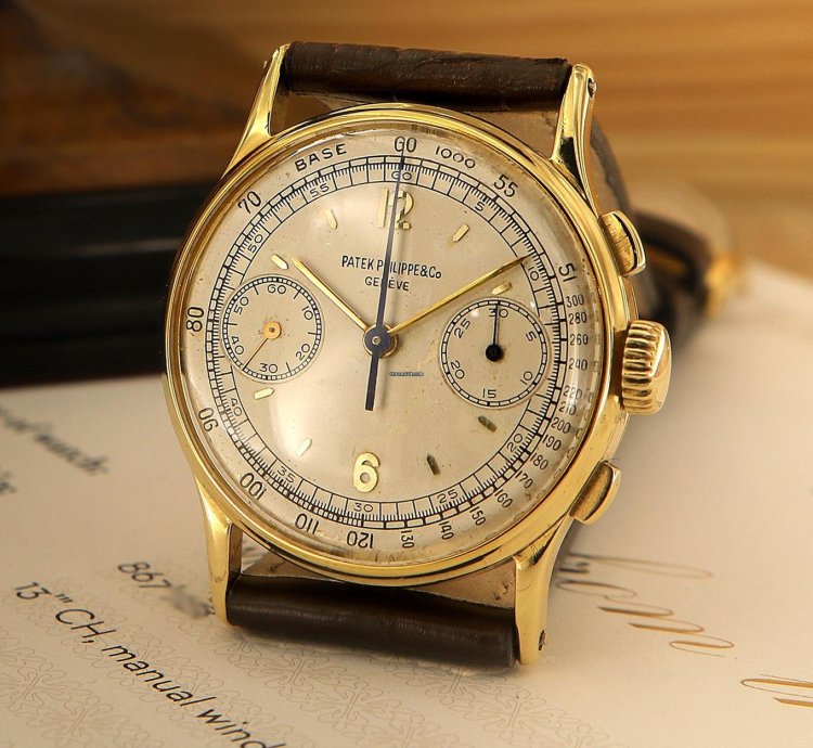 Patek Philippe Chronograph Rare Vintage Chronograph Ref 130 18kt Yellow Gold From 1947
