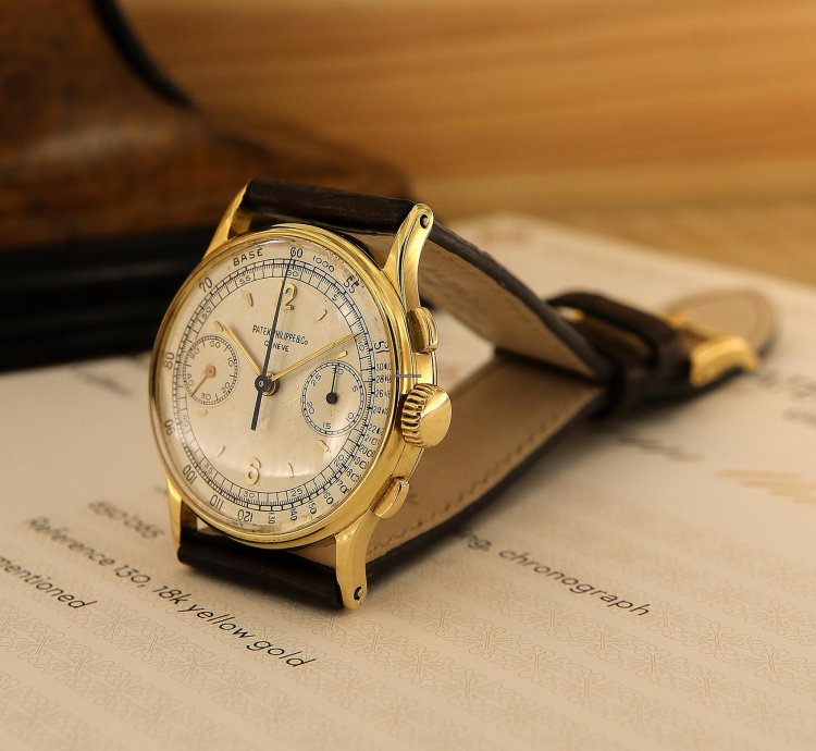 Patek Philippe Chronograph Rare Vintage Chronograph Ref 130 18kt Yellow Gold From 1947