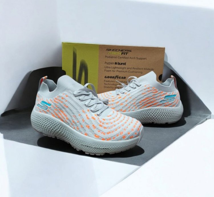 Skechers Max Road Hyper Burst Grey Orange Sneakers