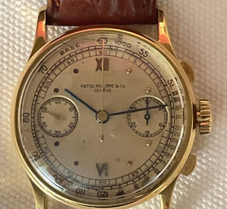 Patek Philippe Chronograph Ref 130 Raro Por Tener Agujas Negras Habitualmente De Oro