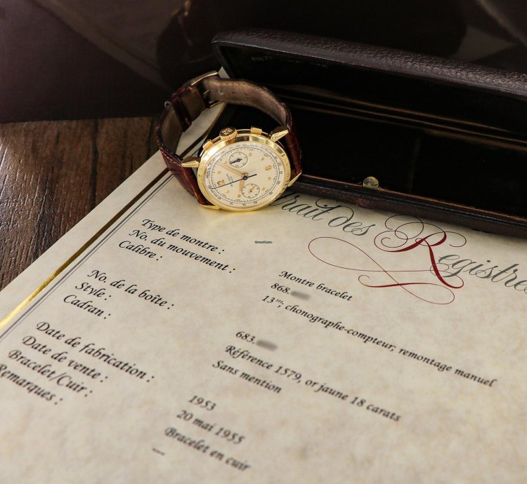 Patek Philippe Chronograph Vintage Chronograph 18kt Yellow Gold Spider Lugs Ref 1579 From Year 1953