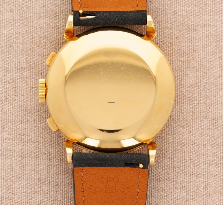 Patek Philippe Chronograph Yellow Gold Chronograph Ref 1579 Retailed By Gubelin In Extraordinary Condition