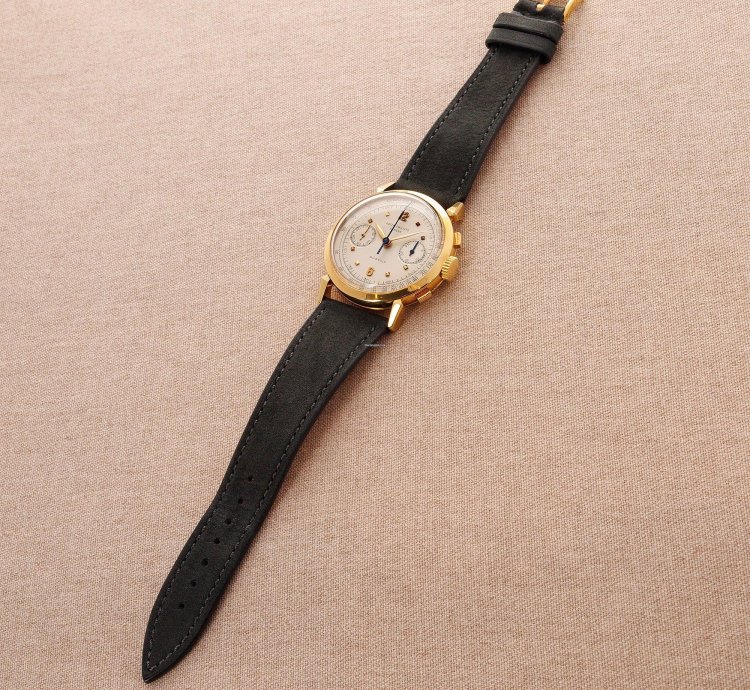 Patek Philippe Chronograph Yellow Gold Chronograph Ref 1579 Retailed By Gubelin In Extraordinary Condition