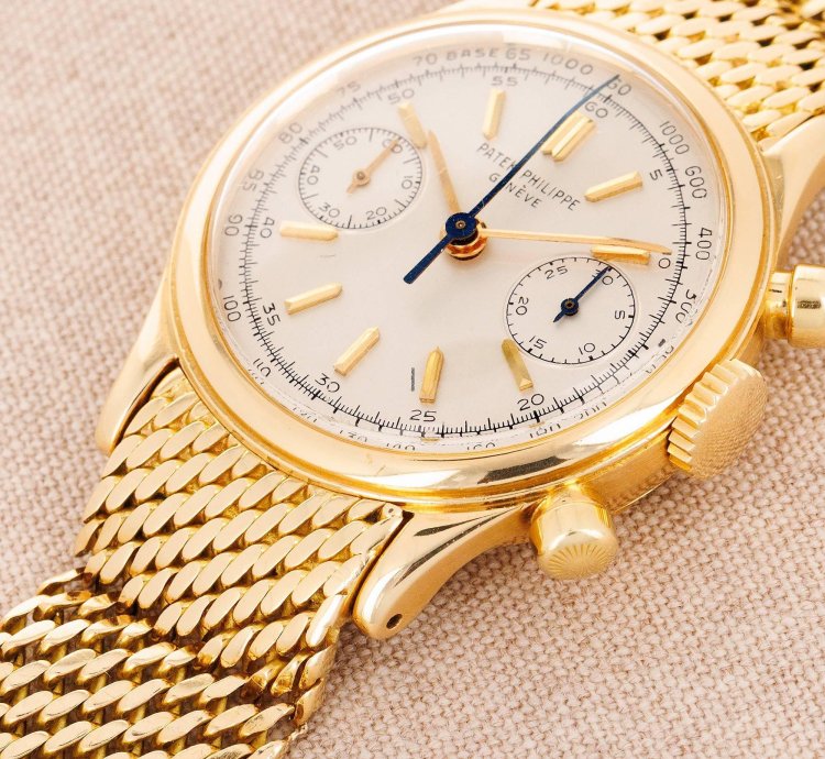 Patek Philippe Chronograph Yellow Gold Tasti Tondi Chronograph Watch Ref 1463 On Gay Freres Bracelet