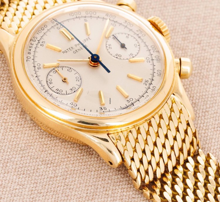 Patek Philippe Chronograph Yellow Gold Tasti Tondi Chronograph Watch Ref 1463 On Gay Freres Bracelet