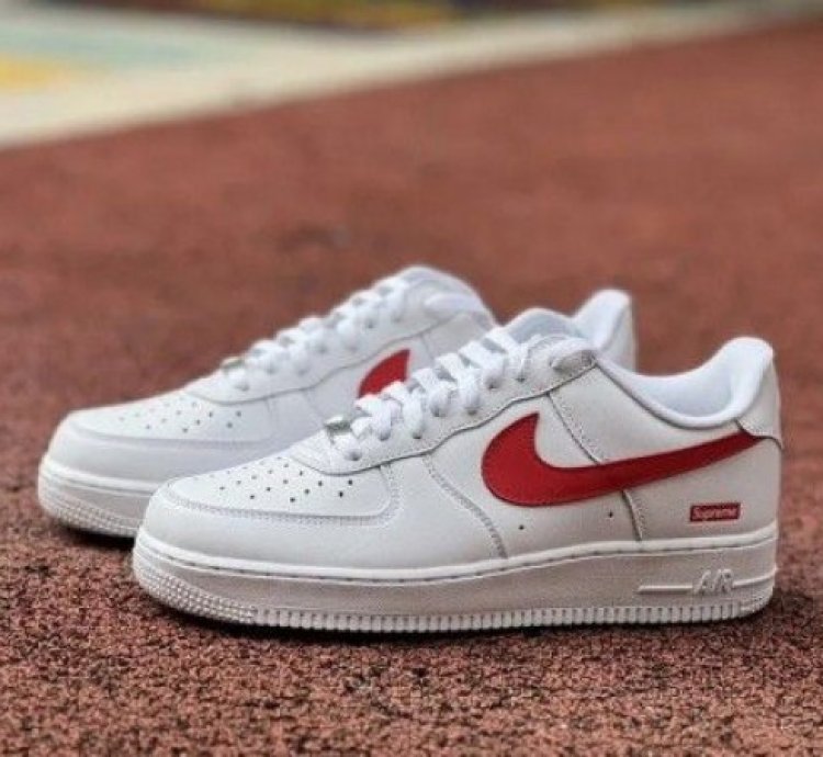 Supreme X Nik E Air Force 1 Low White Red Sneakers