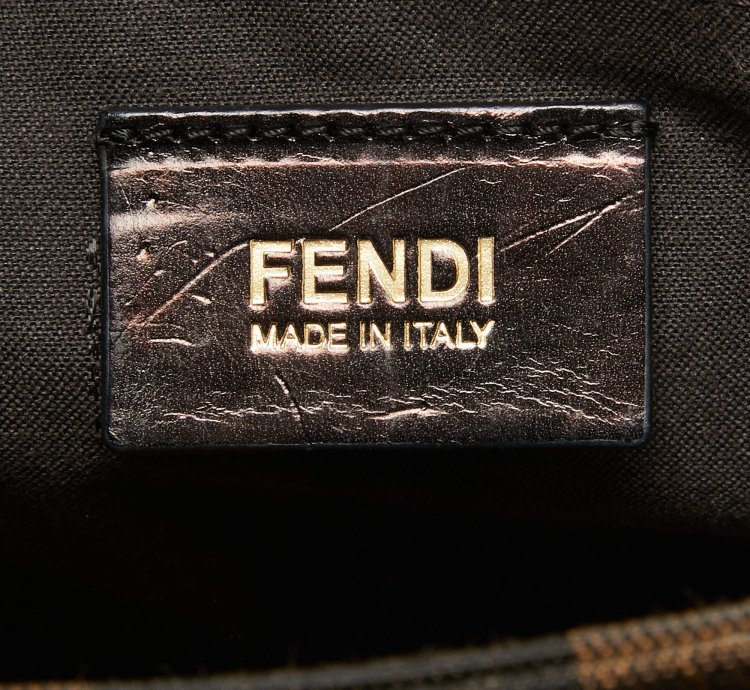 Fendi Black Stripe Embossed Leather Large Claudia Shoulder Bag