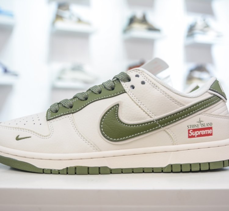 Supreme X Nike Dunk Low Stone Island Joint Beige Green Starry Sky Bb9866-004 - P