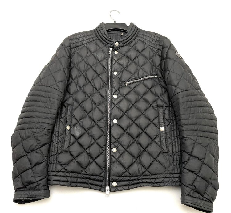 Moncler Vulpie Down Biker Jacket Men Black Quilted Weatherproof Motorcycle