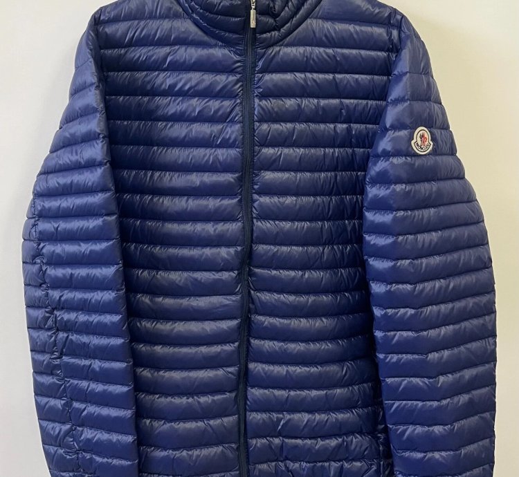 Vintage Moncler Down Lightweight Zip Jacket Blue Mens Size 5 Full Zip