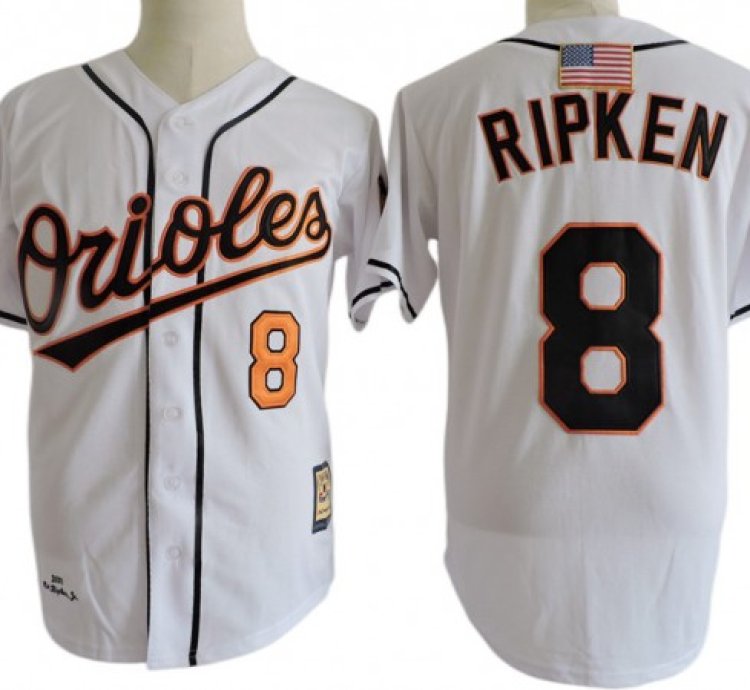 Baltimore Orioles 8 Cal Ripken White 2001 Throwback Jersey