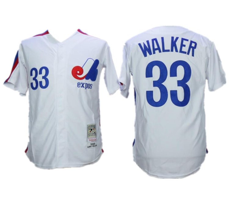 Montreal Expos Larry Walker White Throwback Jersey