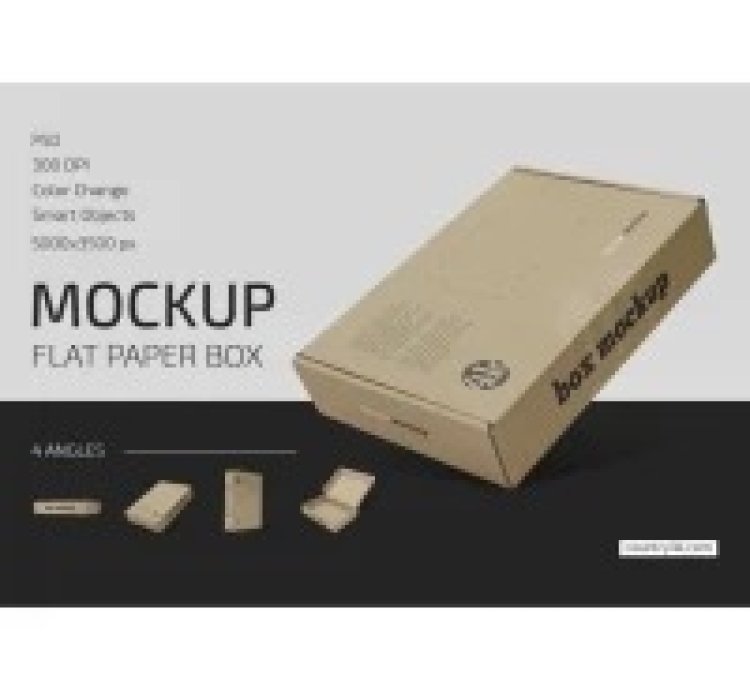 Flat Paper Box Mockup Set
