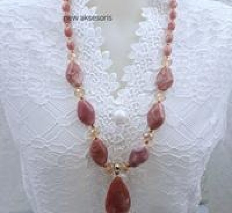 Womens Ethnic Necklace Stone Model Elegant Long Acrylic Fashion Accessories
