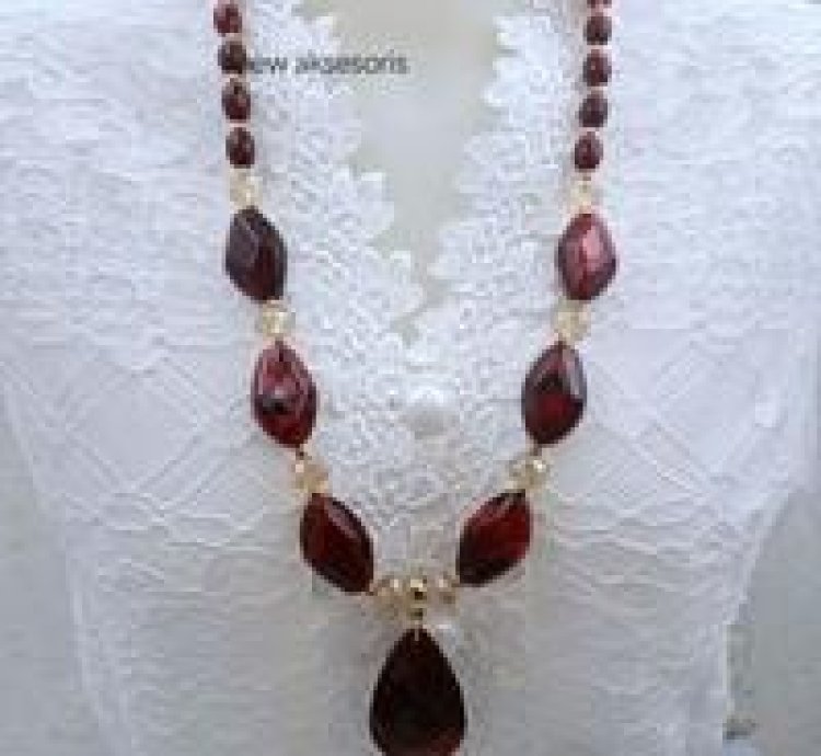 Womens Ethnic Necklace Stone Model Elegant Long Acrylic Fashion Accessories