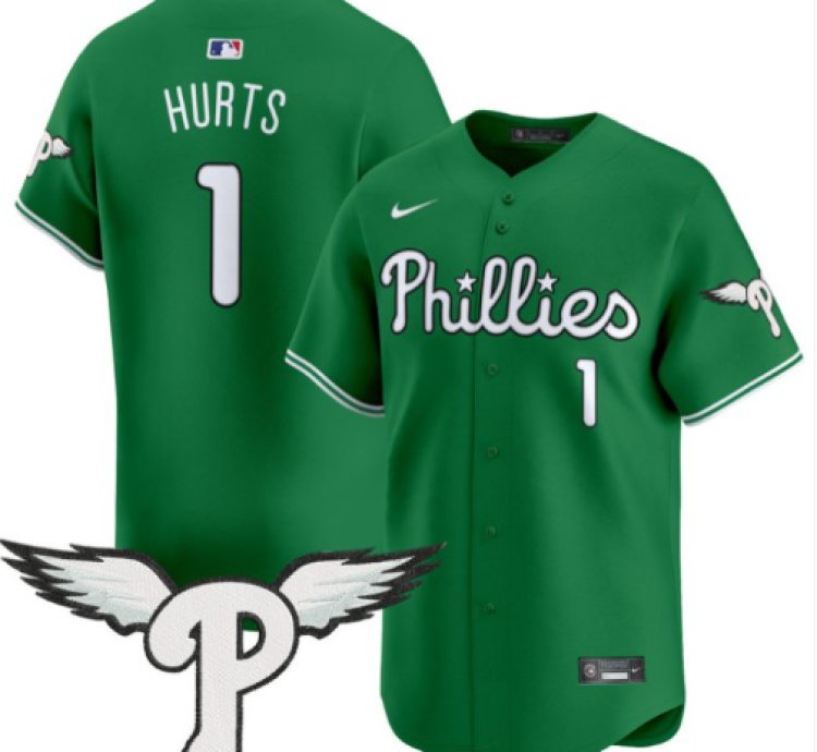 Jalen Hurts Jersey 1 Philadelphia Phillies 2025 Vapor Premier Limited Stitched Green