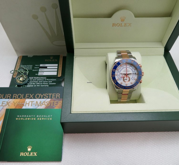 Rolex Yacht-master Ii 116681 18k Rose Gold Steel Full Set 2010