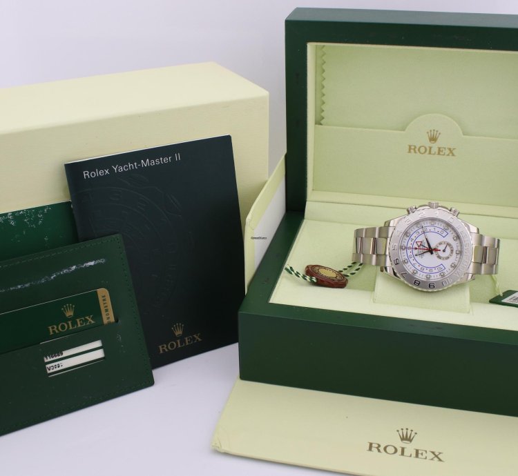 Rolex Yacht-master Ii 18k White Gold And Platinum 44mm Watch 116689