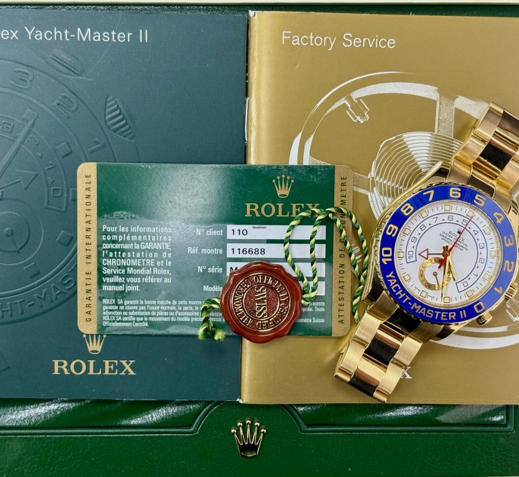 Rolex Yacht-master Ii 44mm Yellow Gold 116688 Box Papers