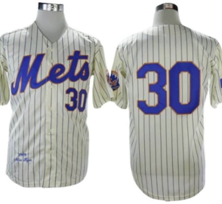 New York Mets 30 Nolan Ryan Cream 1969 Throwback Jersey