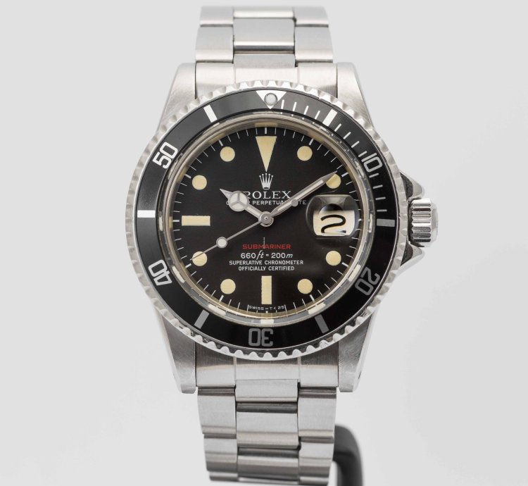 Rolex Submariner Date Vintage 1973 Red Submariner Date Feet First Mark Dial Stainless Steel 40mm 1680
