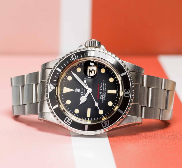 Rolex Submariner Date Vintage 1973 Red Submariner Date Feet First Mark Dial Stainless Steel 40mm 1680