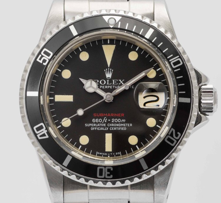 Rolex Submariner Date Vintage 1973 Red Submariner Date Feet First Mark Dial Stainless Steel 40mm 1680