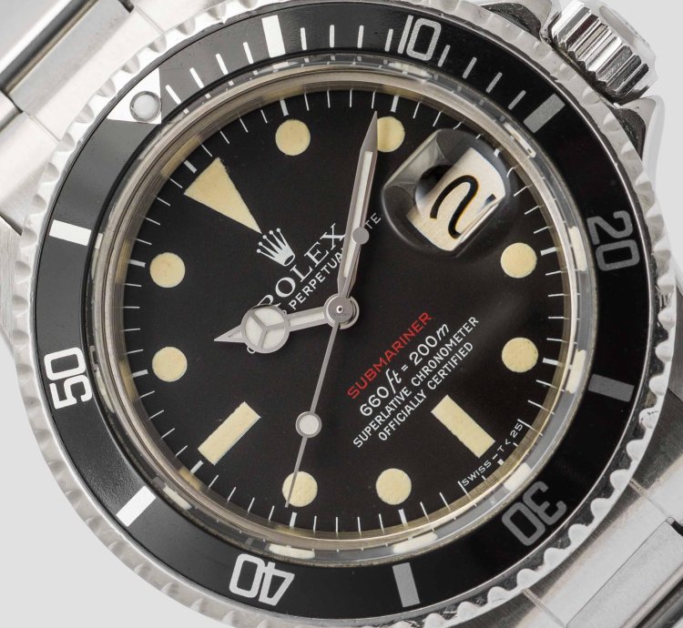 Rolex Submariner Date Vintage 1973 Red Submariner Date Feet First Mark Dial Stainless Steel 40mm 1680