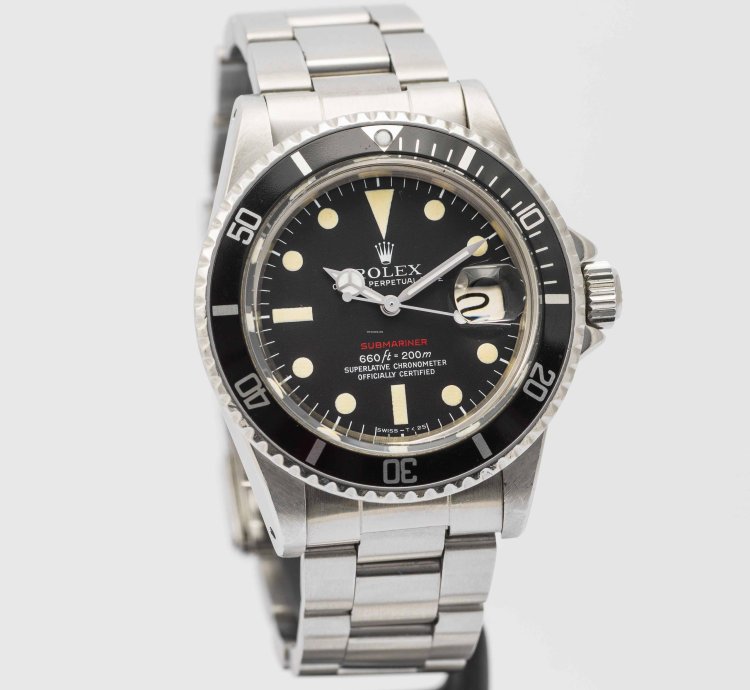 Rolex Submariner Date Vintage 1973 Red Submariner Date Feet First Mark Dial Stainless Steel 40mm 1680