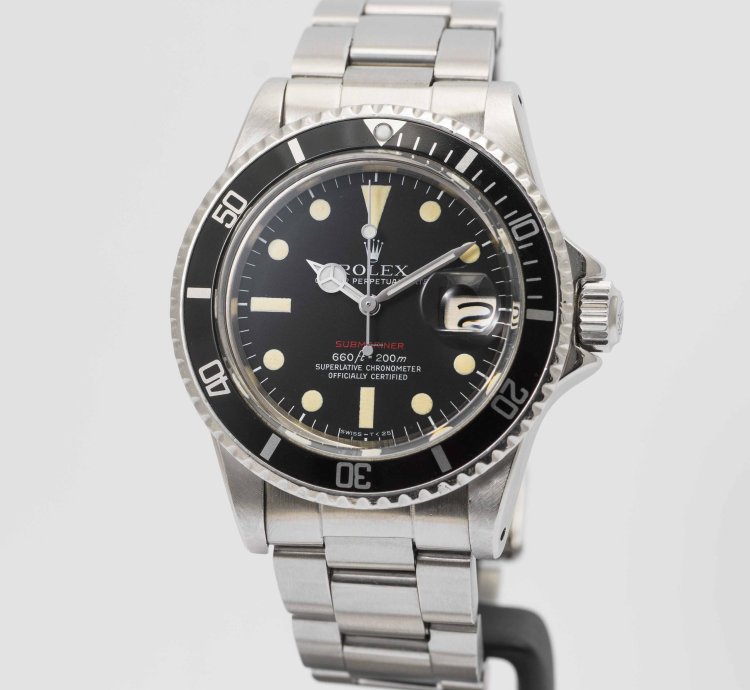 Rolex Submariner Date Vintage 1973 Red Submariner Date Feet First Mark Dial Stainless Steel 40mm 1680