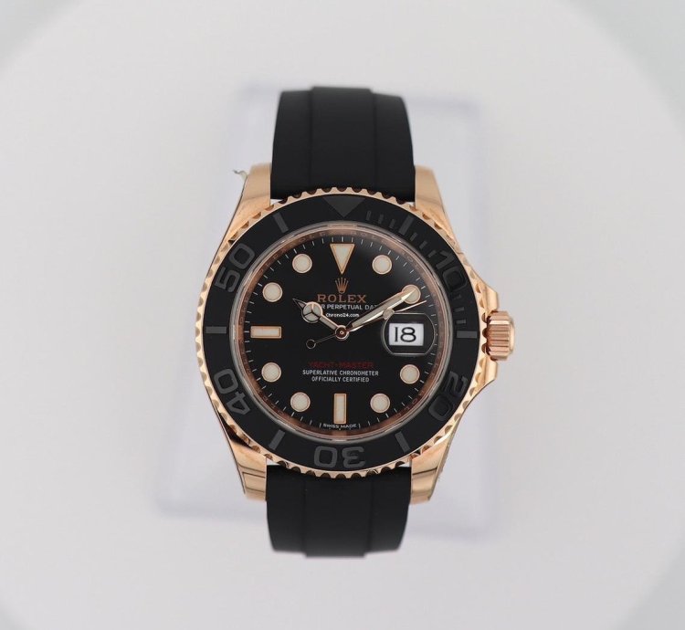 Rolex Yacht-master 40 40mm 18kt Rose Gold 116655 On Oysterflex Band Watch Only