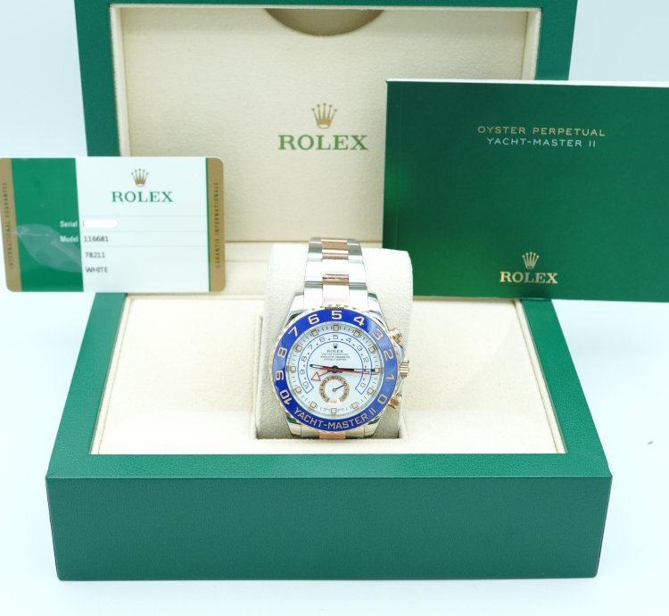 Rolex Yacht-master Ii 116681 Yacht-master Ii 44 Mm White Dial Blue Ceramic Bezel Complete Set 2016