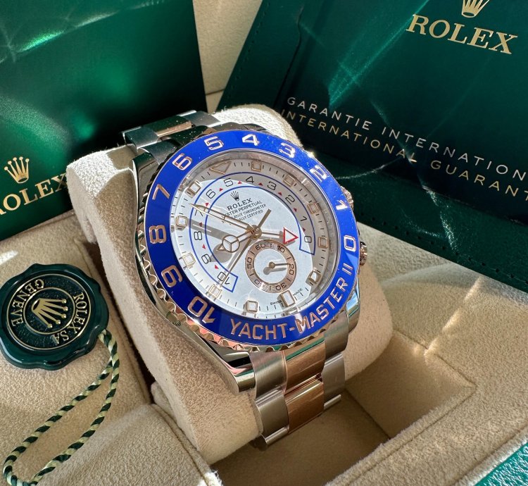 Rolex Yacht-master Ii New 2023 Two Tone Rose Gold Blue Ceramic Bezel 44mm Oyster Bracelet