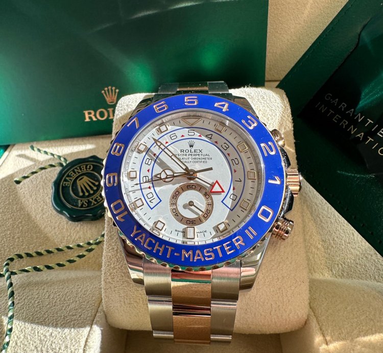 Rolex Yacht-master Ii New 2023 Two Tone Rose Gold Blue Ceramic Bezel 44mm Oyster Bracelet