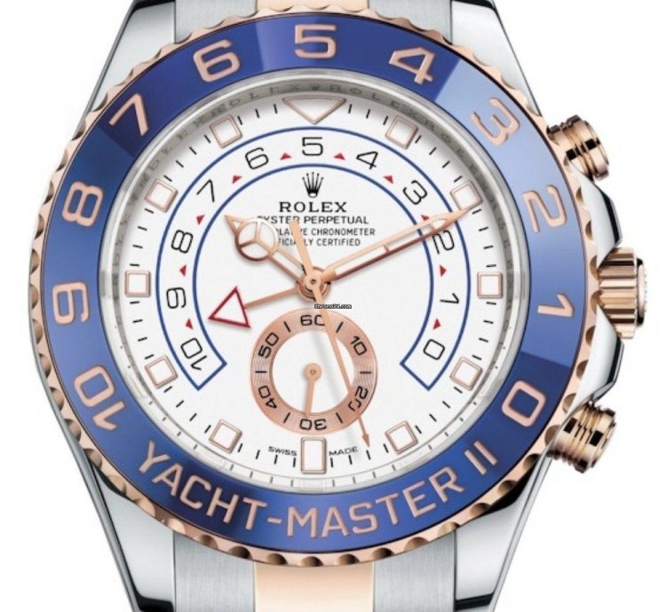 Rolex Yacht-master Ii Regatta Chronograph 18kt Everose Gold Steel 116681 Mercedes Hands 44mm