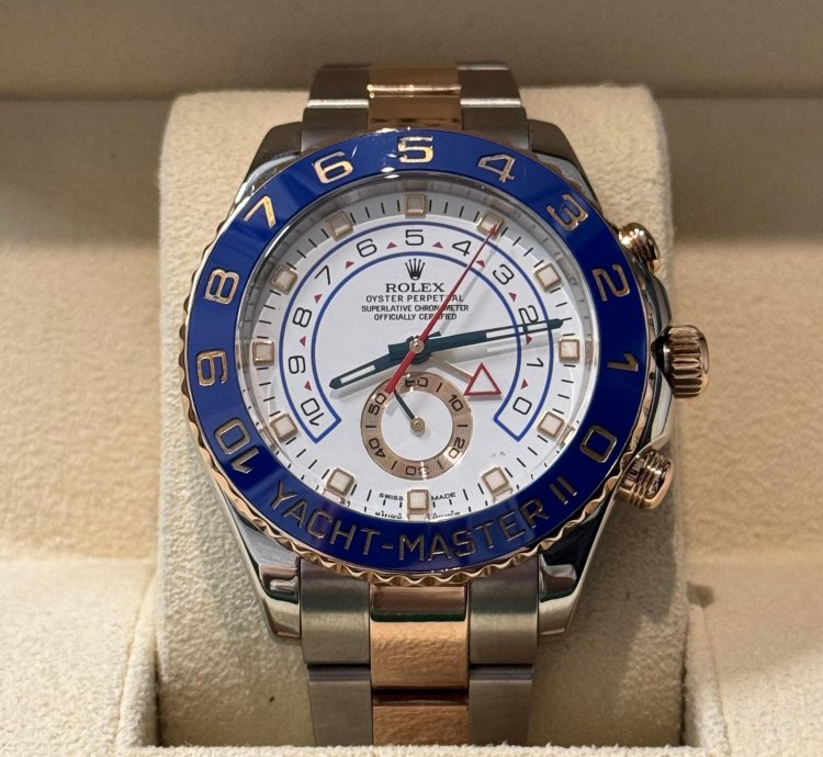 Rolex Yacht-master Ii Steel Yacht-master Ii 44 Watch - White Dial - Two Toned Rose Gold