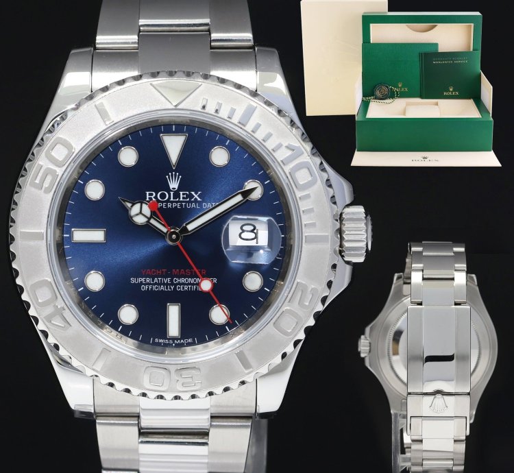 Rolex Yacht-master 40 2018 Mint Rolex Yacht-master 116622 Steel Platinum Blue Dial 40mm Watch Box