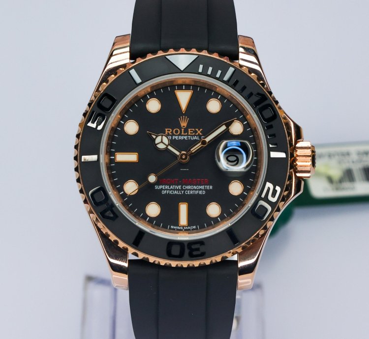 Rolex Yacht-master 40 40mm 116655 Excellent Condition 18k Rose Gold Matte Black Mens Watch Box