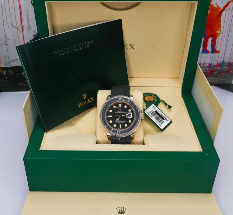 Rolex Yacht-master 40 40mm 116655 Excellent Condition 18k Rose Gold Matte Black Mens Watch Box
