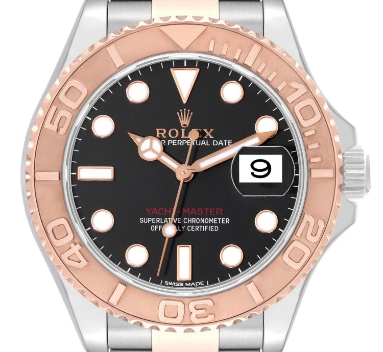 Rolex Yacht-master 40 Rose Gold Steel Black Dial Mens Watch 116621
