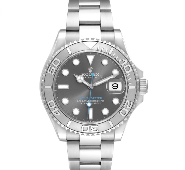 Rolex Yacht-master 40 Steel Platinum Bezel Rhodium Dial Mens Watch 126622 Box Card