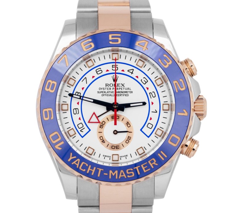 Rolex Yacht-master Ii 44mm 18k Rose Gold Stainless Steel Regatta Watch 116681