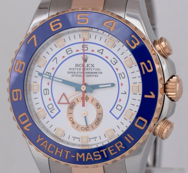 Rolex Yacht-master Ii 44mm 18k Rose Gold Stainless Steel Regatta Watch 116681