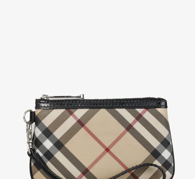Burberry Basic Nova Check Flat Pouch Wristlet