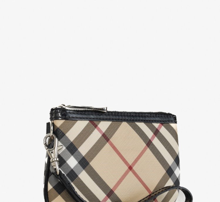 Burberry Basic Nova Check Flat Pouch Wristlet