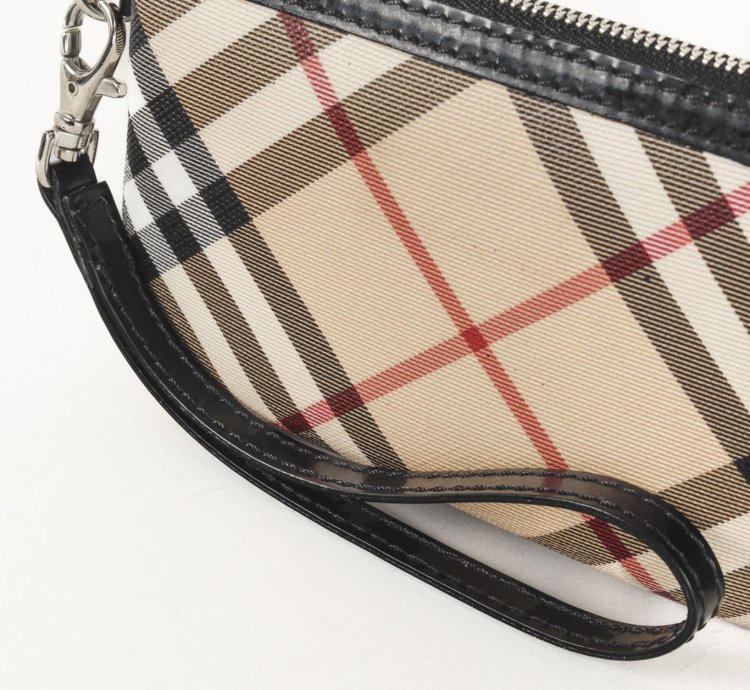 Burberry Basic Nova Check Flat Pouch Wristlet