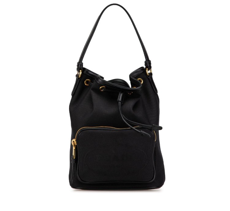 Black Canapa Logo Duet Bucket Bag