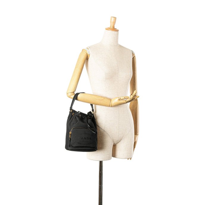 Black Canapa Logo Duet Bucket Bag